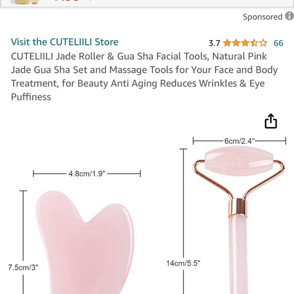NWOT- Jade Roller & Gua Sha Facial Tool Set-Reduces Wrinkles & Eye Puffiness - Picture 2 of 7